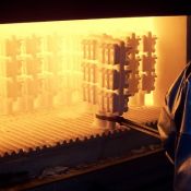 Shells are preheated in ovens before pouring.